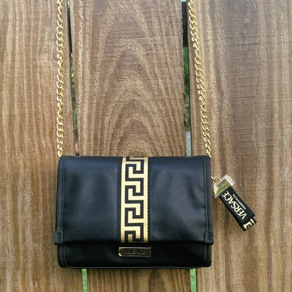 VERSACE Crossbody Perfume Cosmetic Clutch Bag Limited Edition NEW Black Gold - Picture 10 of 16